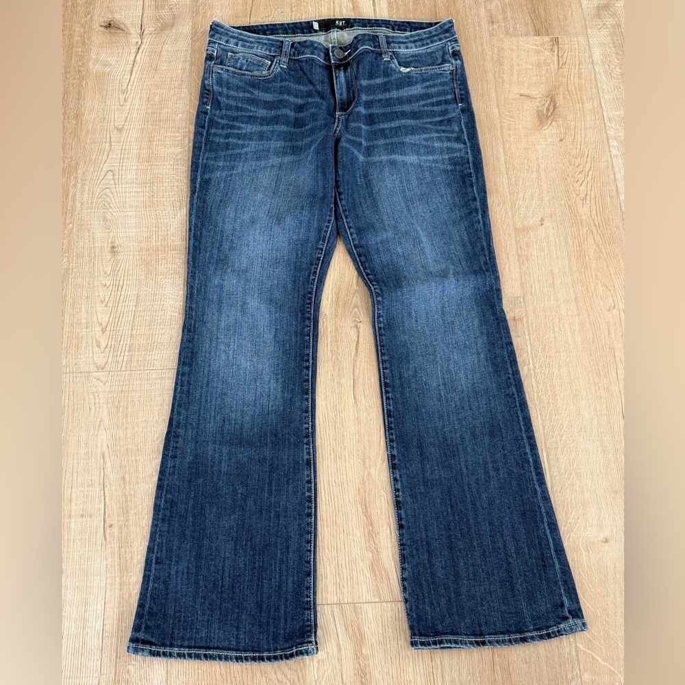 KUT From The Kloth Flare Jeans Dark Wash Mid Rise Size 14